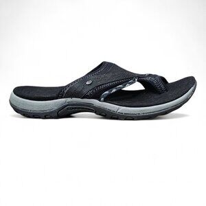 Merrell Women's Hollyleaf Leather Thong Slide Flip Flop Sandals Black Size 6